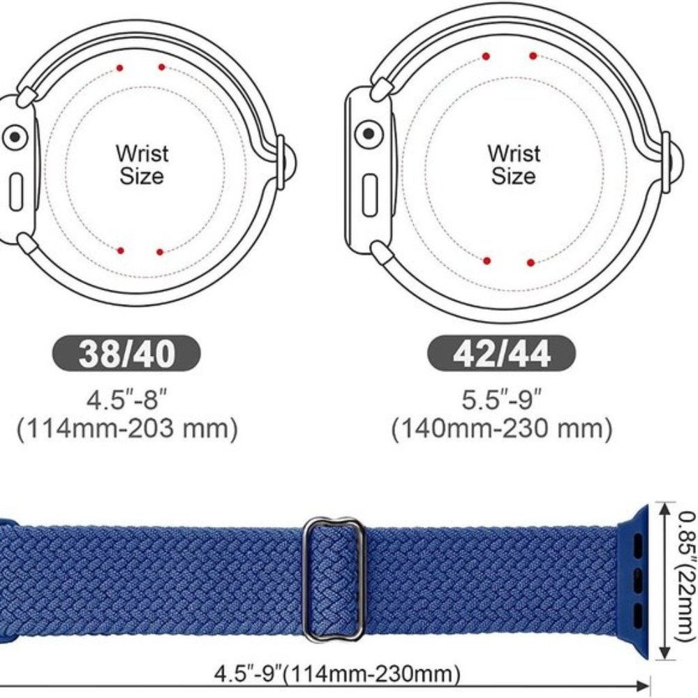 NEW Adjustable Braided Solo Loop For Apple Watch R - Picture 2 of 5